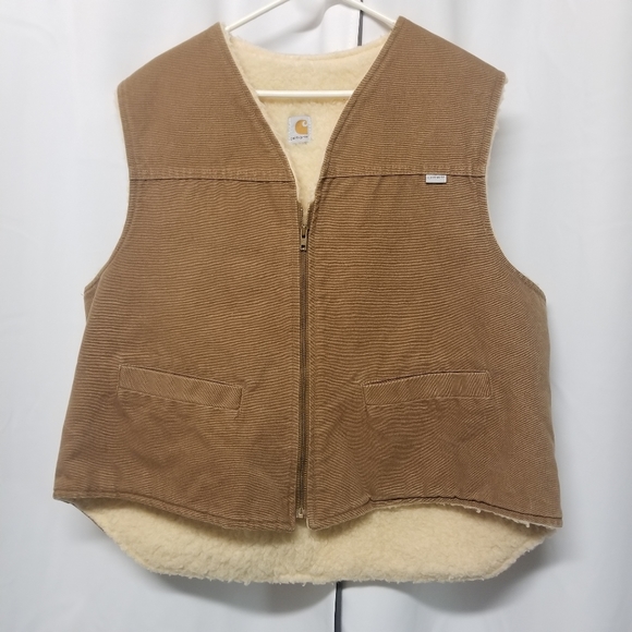 Carhartt Other - Vintage Carhartt Duck Brown Sherpa Lined Union Made Vest Men's XXL Gorpcore
